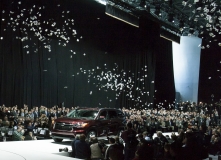 2014 Toyota Highlander comes down the runway at New York International Auto Show.