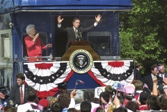 President George Bush campaigns by train