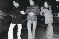 John Travolta rehearses a scene on the Verrazano Bridge for Saturday Night Fever