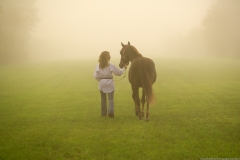 Morgan & Soldier on a  Foggy walk