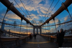 Hard to resist a sunrise on the Brooklyn Bridge.