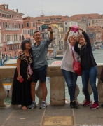 It's selfie time on the Rialto Bridge in Venice